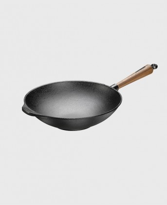 Wok 30 cm valnötsskaft